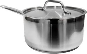 Update International 3 1/2 Qt Induction Ready Stainless Steel Sauce Pan w/Cover, Silver (SSP-3)