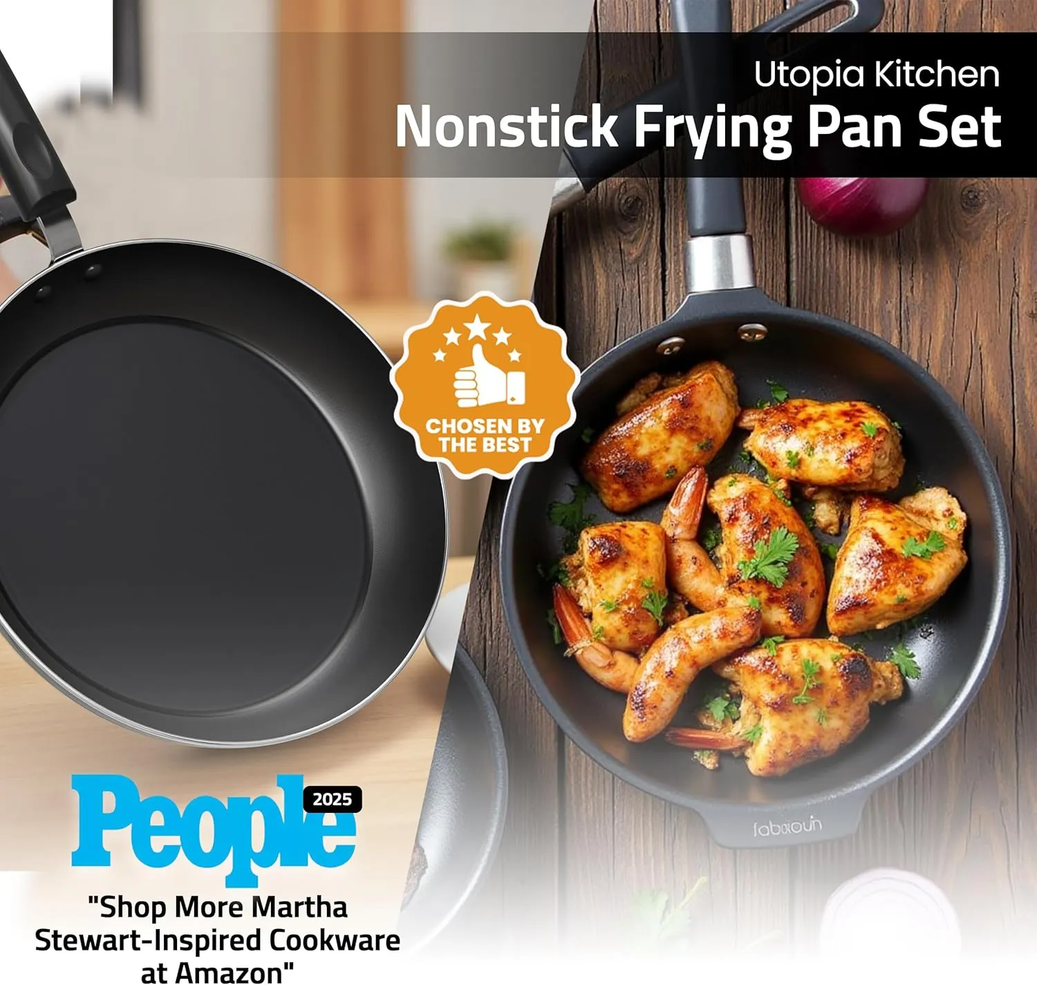 Utopia Kitchen Nonstick Cookware 3 Piece Omelette Pan Skillet Set, Nonstick Frying Pans with Induction Bottom, 8, 9.5 & 11 Inches Frying Pans with Bakelite Handles, PFOA Free, Grey