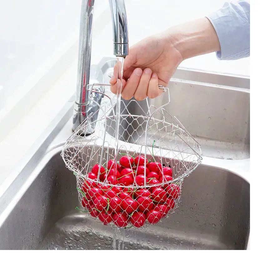 Vegetable Frying, Foldable Strainer, Chef Basket 12 IN 1