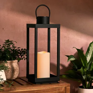 Velo Metal Lantern with Solar LED Candle, Large