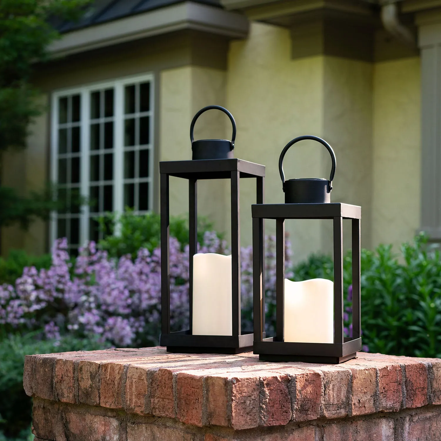 Velo Metal Lantern with Solar LED Candle, Large