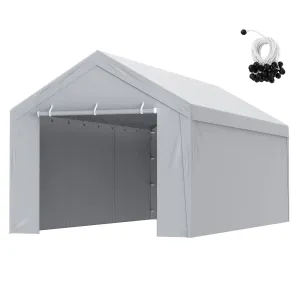 VEVOR Carport Replacement Canopy Cover Top   Side Wall 10 x 20 ft, Garage Tent Shelter Tarp Heavy-Duty Waterproof & UV Protected, Easy Installation with Ball Bungees,Grey (Frame Not Included)