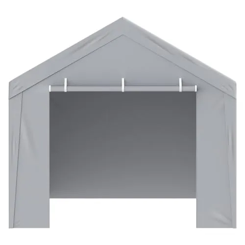 VEVOR Carport Replacement Canopy Cover Top   Side Wall 10 x 20 ft, Garage Tent Shelter Tarp Heavy-Duty Waterproof & UV Protected, Easy Installation with Ball Bungees,Grey (Frame Not Included)