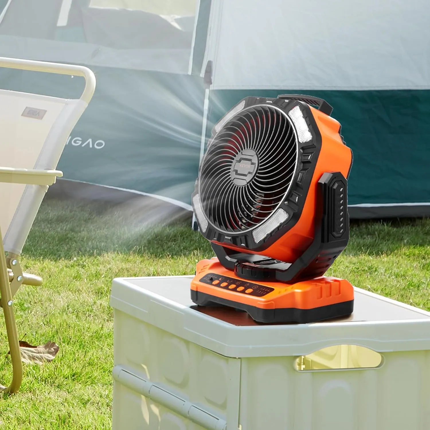 VEVOR Portable Fan Rechargeable 13 inch, Battery Powered Fan with LED Lantern, 4 Speeds Adjustable & 45°/90°Automatic Swivel & Timer, USB Battery Operated Fans for Travel Bedroom Home Camping Office