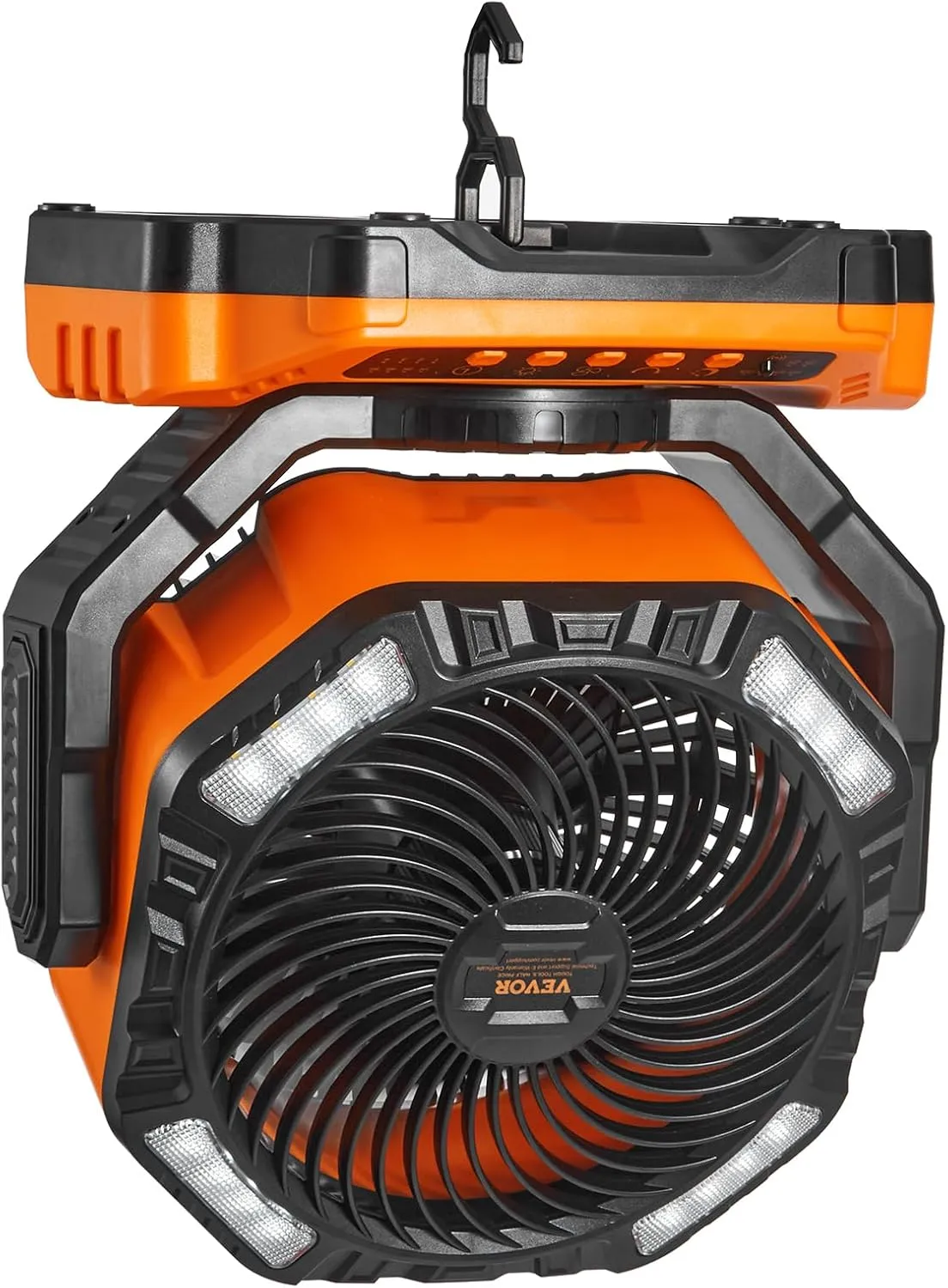 VEVOR Portable Fan Rechargeable 13 inch, Battery Powered Fan with LED Lantern, 4 Speeds Adjustable & 45°/90°Automatic Swivel & Timer, USB Battery Operated Fans for Travel Bedroom Home Camping Office