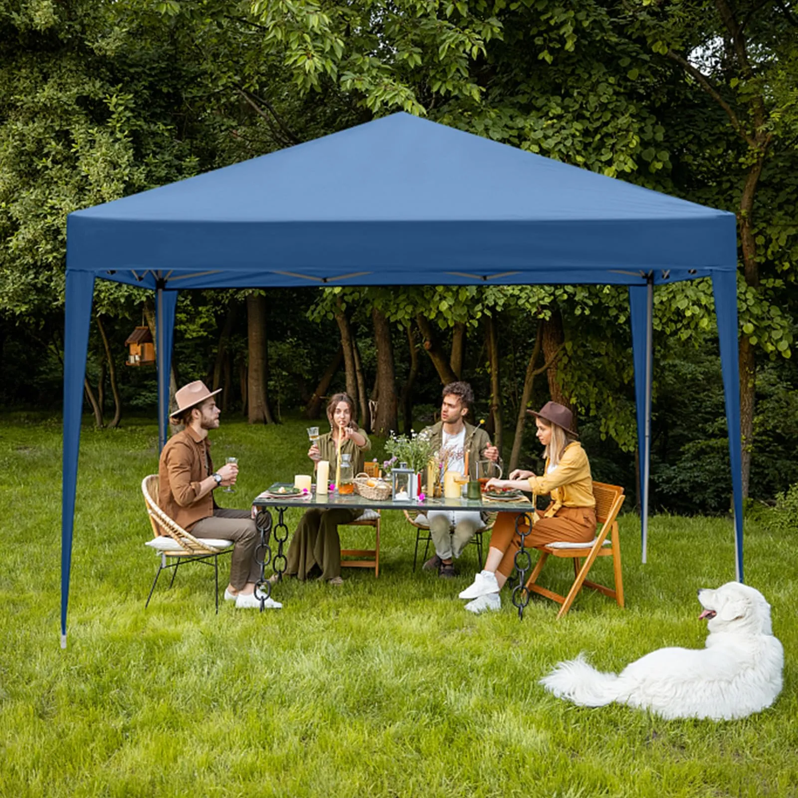 VINGLI 10x10 Pop Up Canopy Tent with Sidewalls, Outdoor Gazebo Canopy Tent, Patio Event Tents Outdoor Commercial Canopy for Parties (Blue)