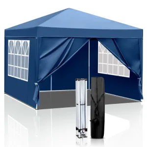 VINGLI 10x10 Pop Up Canopy Tent with Sidewalls, Outdoor Gazebo Canopy Tent, Patio Event Tents Outdoor Commercial Canopy for Parties (Blue)