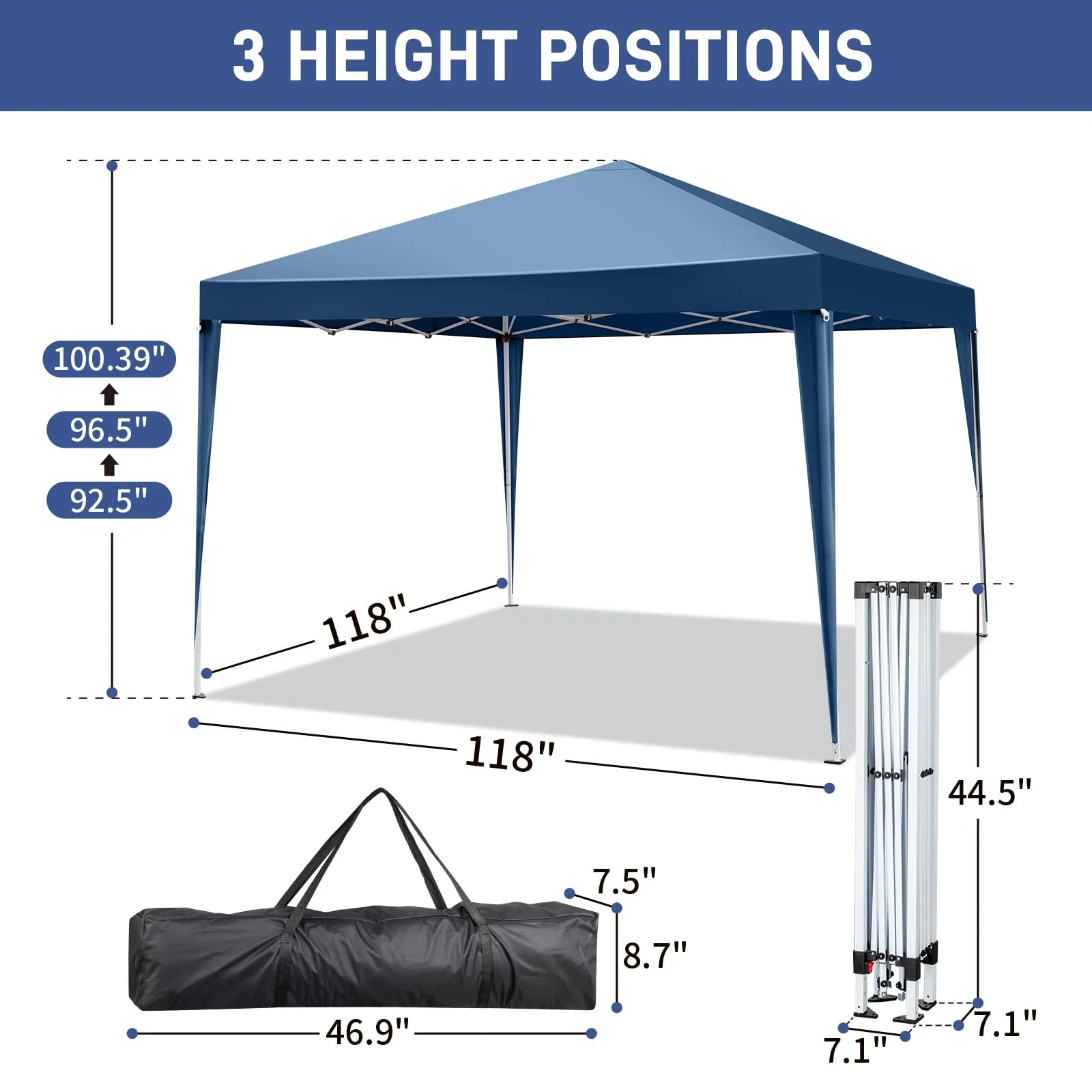 VINGLI 10x10 Pop Up Canopy Tent with Sidewalls, Outdoor Gazebo Canopy Tent, Patio Event Tents Outdoor Commercial Canopy for Parties (Blue)
