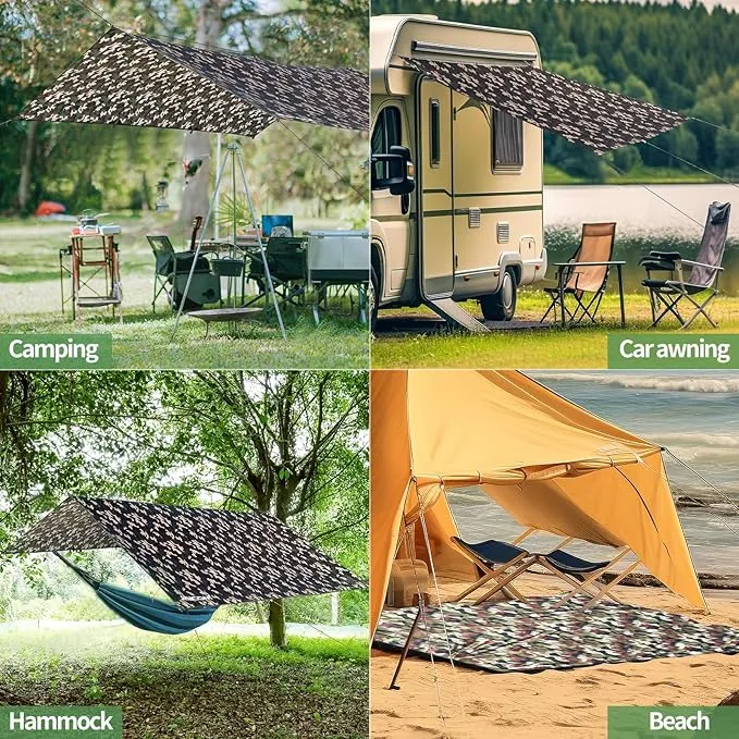Waterproof Camping Tarp - 10X16.4ft Hammock Rain Fly, Ultralight & Portable & UV Protection Backpacking Tarp, Multifunctional for Outdoor Adventure, Hiking, Tent, Hammock
