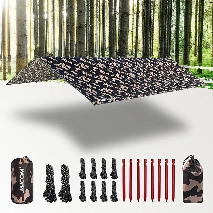 Waterproof Camping Tarp - 10X16.4ft Hammock Rain Fly, Ultralight & Portable & UV Protection Backpacking Tarp, Multifunctional for Outdoor Adventure, Hiking, Tent, Hammock