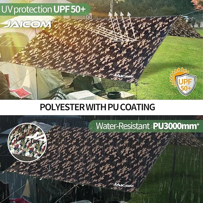 Waterproof Camping Tarp - 10X16.4ft Hammock Rain Fly, Ultralight & Portable & UV Protection Backpacking Tarp, Multifunctional for Outdoor Adventure, Hiking, Tent, Hammock