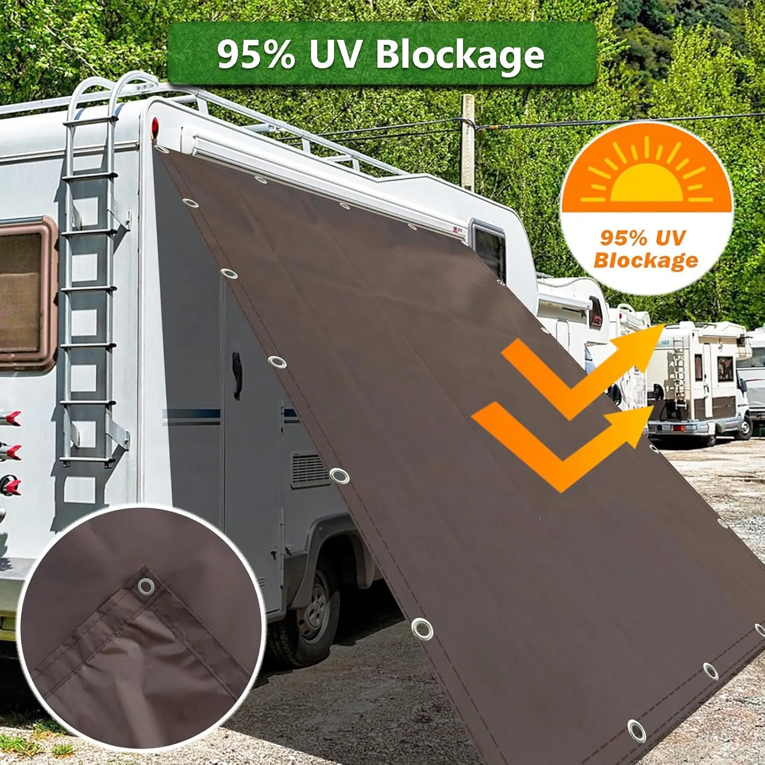 Waterproof Shade Cloth with Grommets 6'6"x9'9" Sun Shade Sails Shade Fabric Cover Decor Privacy Fence Screen Camping Tent Tarp UV Block for Outdoor Patio Carport Backyard Pergola