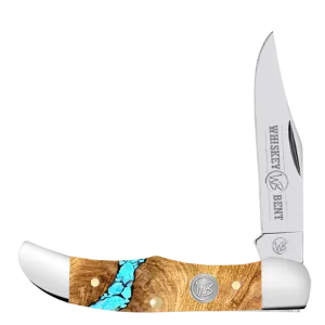 Whiskey Bent Trapper Pocket Knife Single Locking Blade Turquoise River