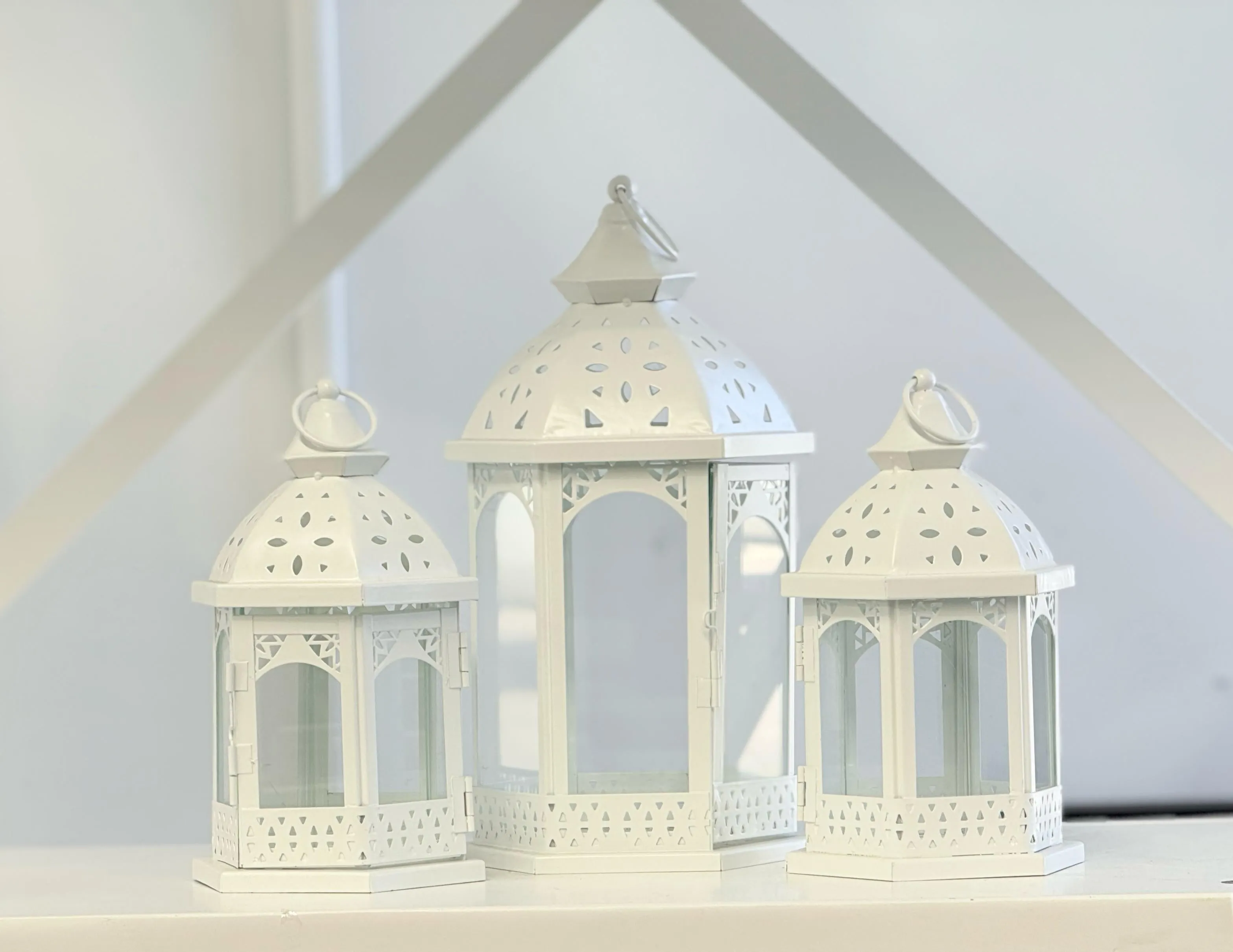 White Metal Lantern - Set of 3