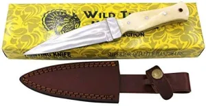 Wild Turkey Handmade Collection Heavy Duty Full Tang Fixed Blade Knife w/Leather case(Wood) (Bone)