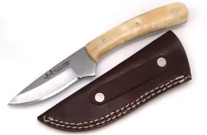 Wild Turkey Handmade Collection Heavy Duty Hunting Knife | Stainless Steel Blade | Genuine Leather Sheath Included (Bone)