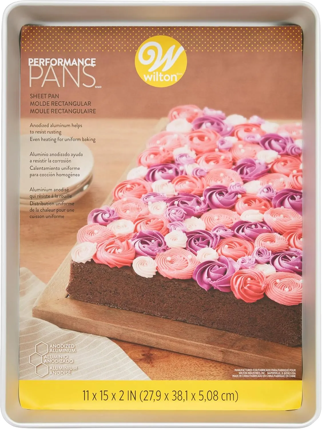 Wilton Performance Pans Medium Sheet Cake Pan, 11 x 15-Inch Cookie Sheet, Aluminum
