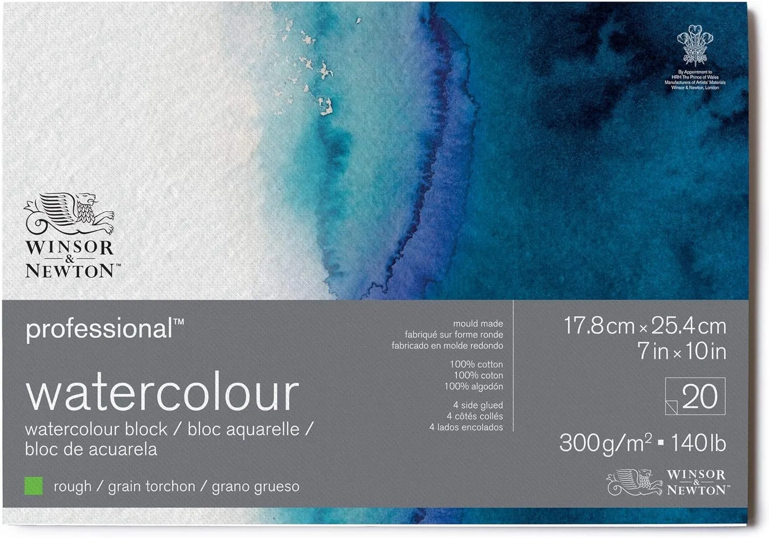 Winsor & Newton Professional Watercolor Paper Block, 7" x 10", Rough
