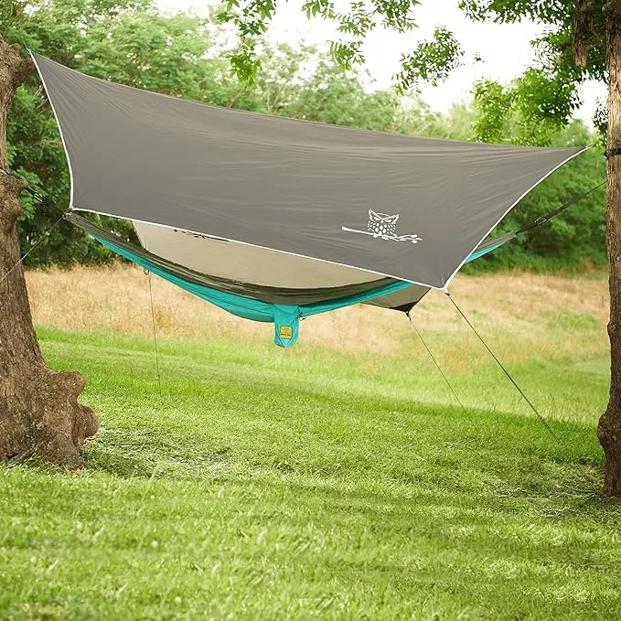 Wise Owl Outfitters Hammock Tarp, Hammock Tent - Rain Tarp for Camping Hammock - Camping Gear Must Haves w/Easy Set Up Including Tent Stakes and Carry Bag