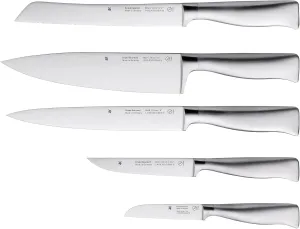 WMF knifeset 5 pieces Grand Gourmet Performance Cut double scalloped edge Made in Germany forged special blade steel - stainless steel handles