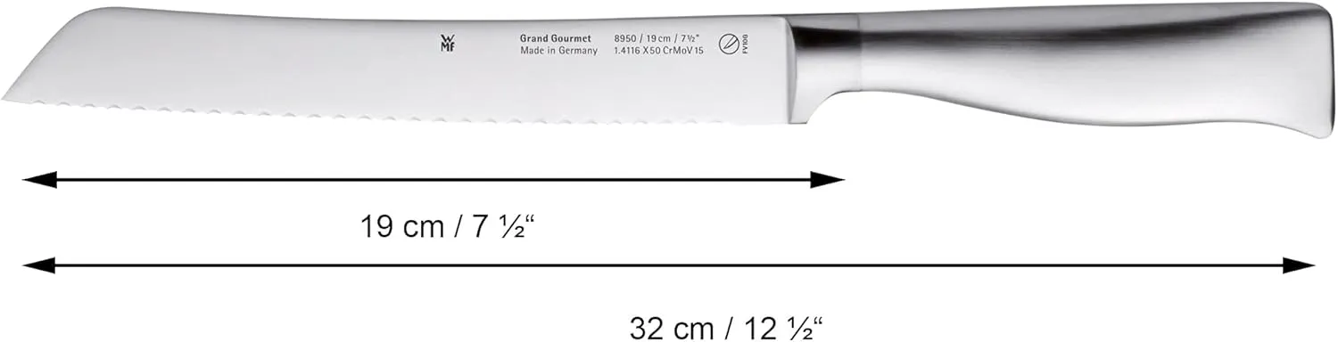 WMF knifeset 5 pieces Grand Gourmet Performance Cut double scalloped edge Made in Germany forged special blade steel - stainless steel handles