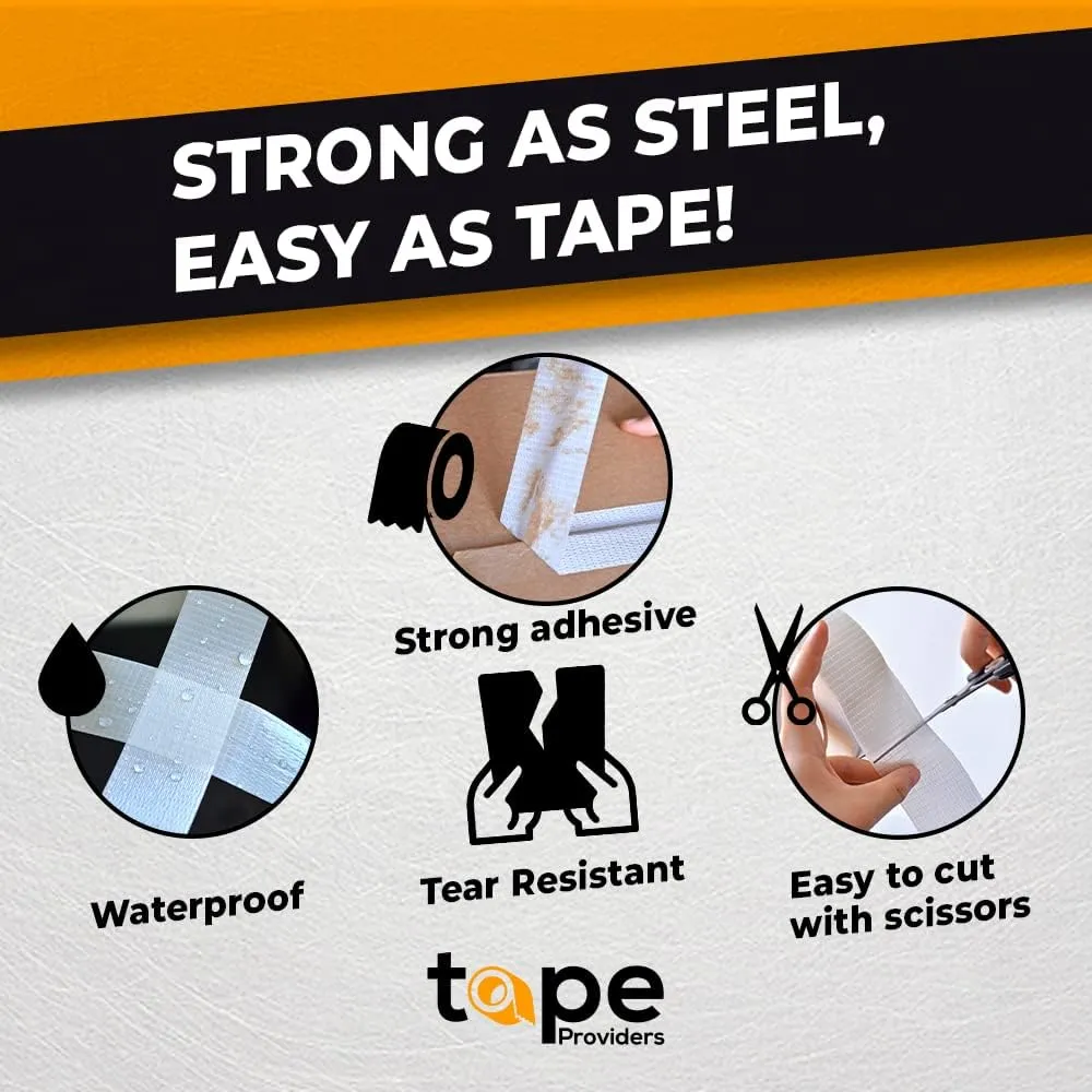 WOD BFST47 Bi-Directional Filament Strapping Tape, 8 inch x 60 yds. Fiberglass Reinforced Packaging Tape, Filaments Run H-V with High Adhesion and Tear Resistance, Hexayurt Tape