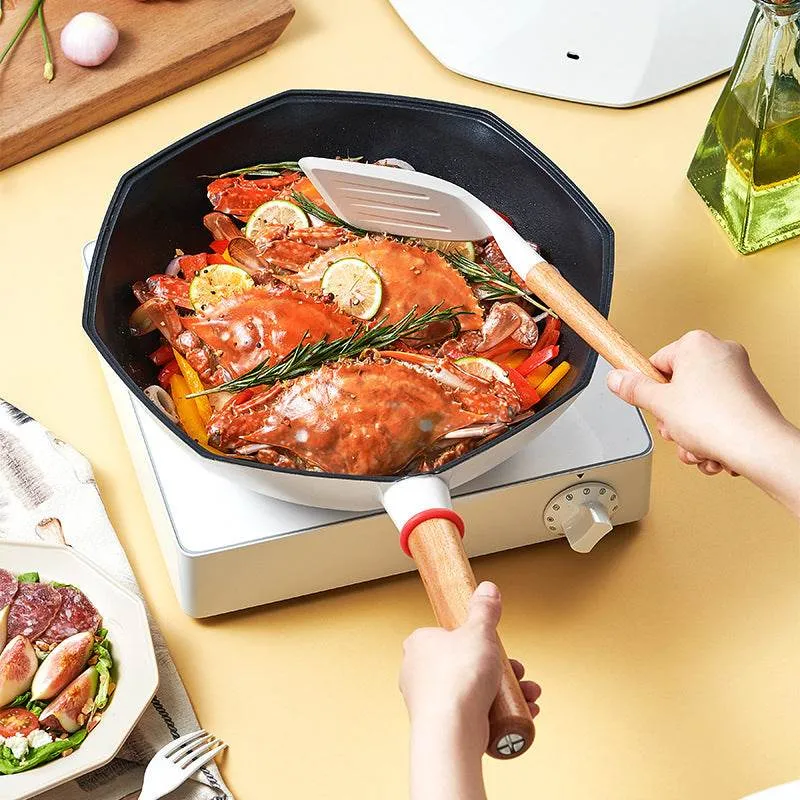 Wok Cooking Pot Household Maifan Stone Non-stick Frying Pan Without Oil Smoke Gas and Induction Cooker Cookware