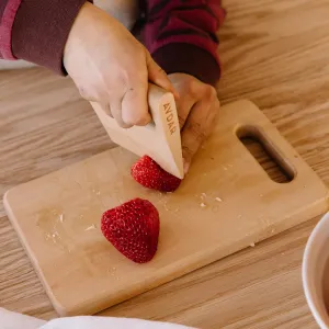 Wooden Kids Cutting Board and Knife Set, Heavy Duty Safe Wooden Knife for Kids Montessori Kitchen Tools for Toddlers Vegetable and Fruit Cutter Cooking