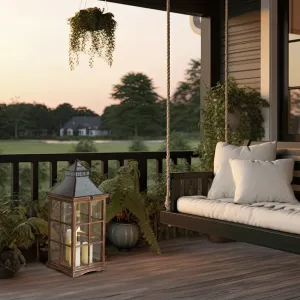 Wooden Lantern with Three LED Candles