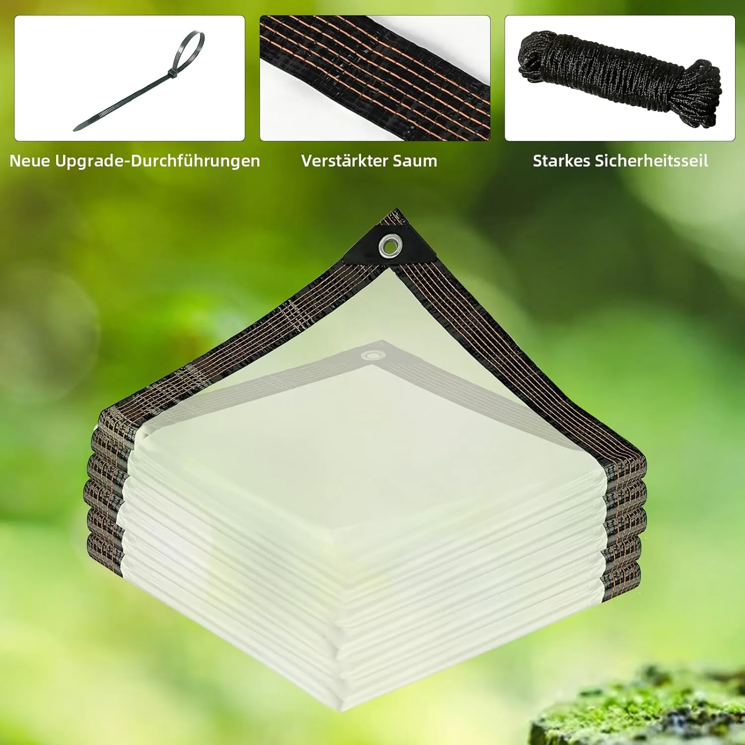 WOVTE 10x12 FT Clear Tarp Heavy Duty Waterproof, Clear Tarps with Grommets, Clear Plastic Tarp with Reinforced Edge for Patio, Garden, Greenhouse, Chicken Coop-Transparent Tarpulin