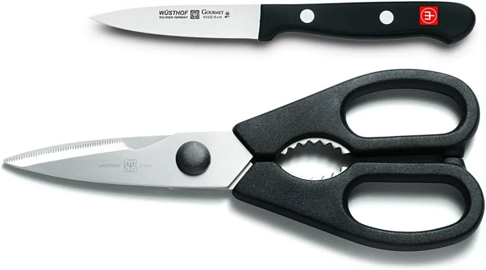 WÜSTHOF Gourmet 3" Paring Knife and Shears Set,Silver/ Black