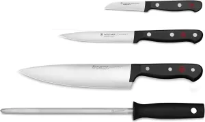 Wüsthof Gourmet 4-Piece Chef's Knife Set, Black