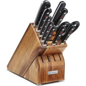 Wusthof Classic 11-Piece Knife Block Set, Acacia with Stainless Steel Knives