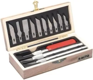 X-ACTO Products - X-ACTO - Knife Set, 3 Knives, 10 Blades, Carrying Case - Sold As 1 Each - Three styles with assorted blades that fit all three knives. - Convenient carrying case. -