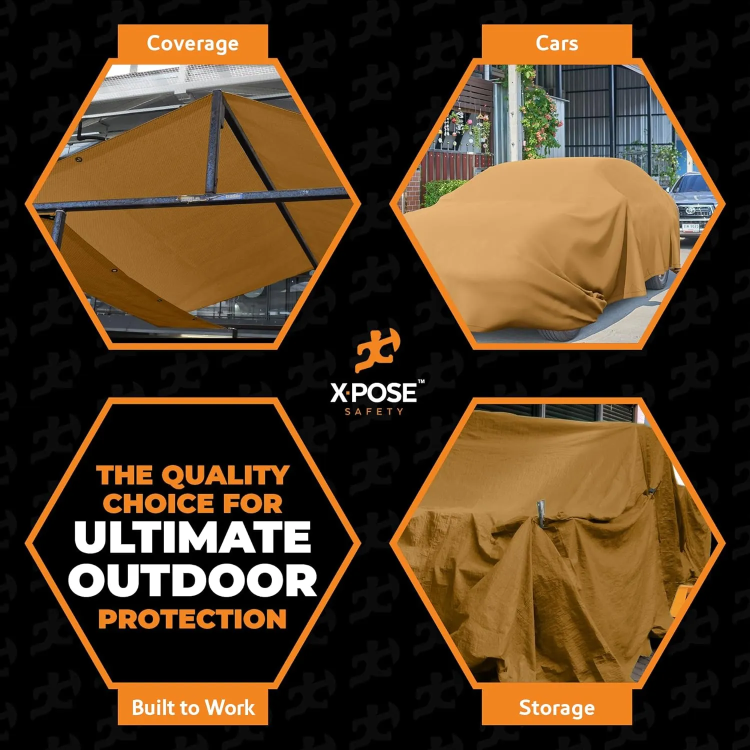 Xpose Safety Canvas Tarp - 10oz Tan Canvas Tarps Heavy Duty Water Resistant with Brass Grommets- Multipurpose Outdoor Tarpaulin for Camping, Canopy, Trailer, Equipment Cover 6' x 8'