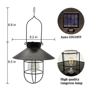 Yard Patio Garden Decor Lamp Solar Lantern Hanging Light LED Outdoor Black Light