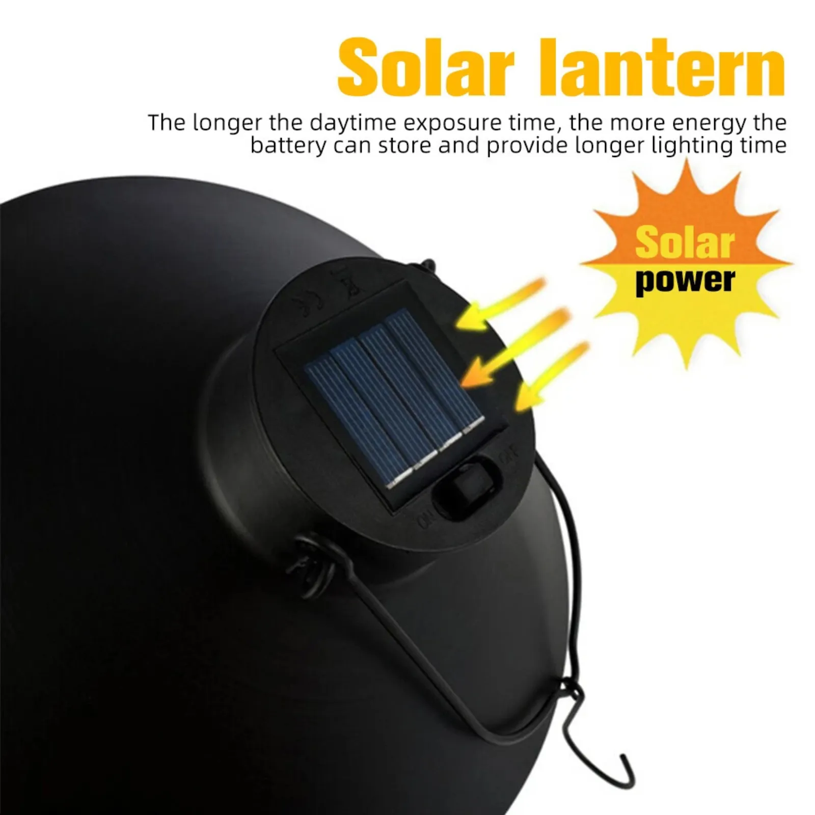 Yard Patio Garden Decor Lamp Solar Lantern Hanging Light LED Outdoor Black Light