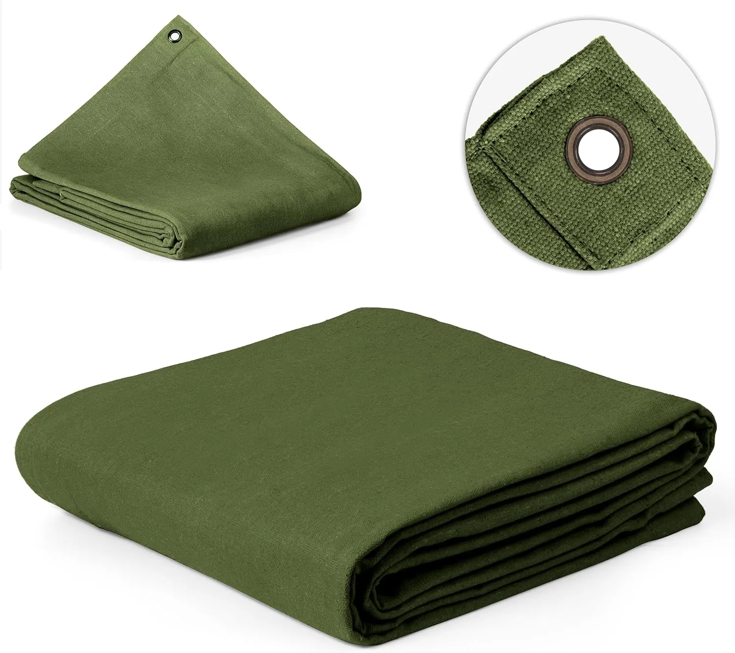 Zuperia Heavy Duty Canvas Tarp (5' x 7' ft - Pack of 1) with Rustproof Grommets, UV Resistant & Tear Resistant Multipurpose Tarpaulin Cover for Outdoor, Industrial & Commercial Use (Olive Green)