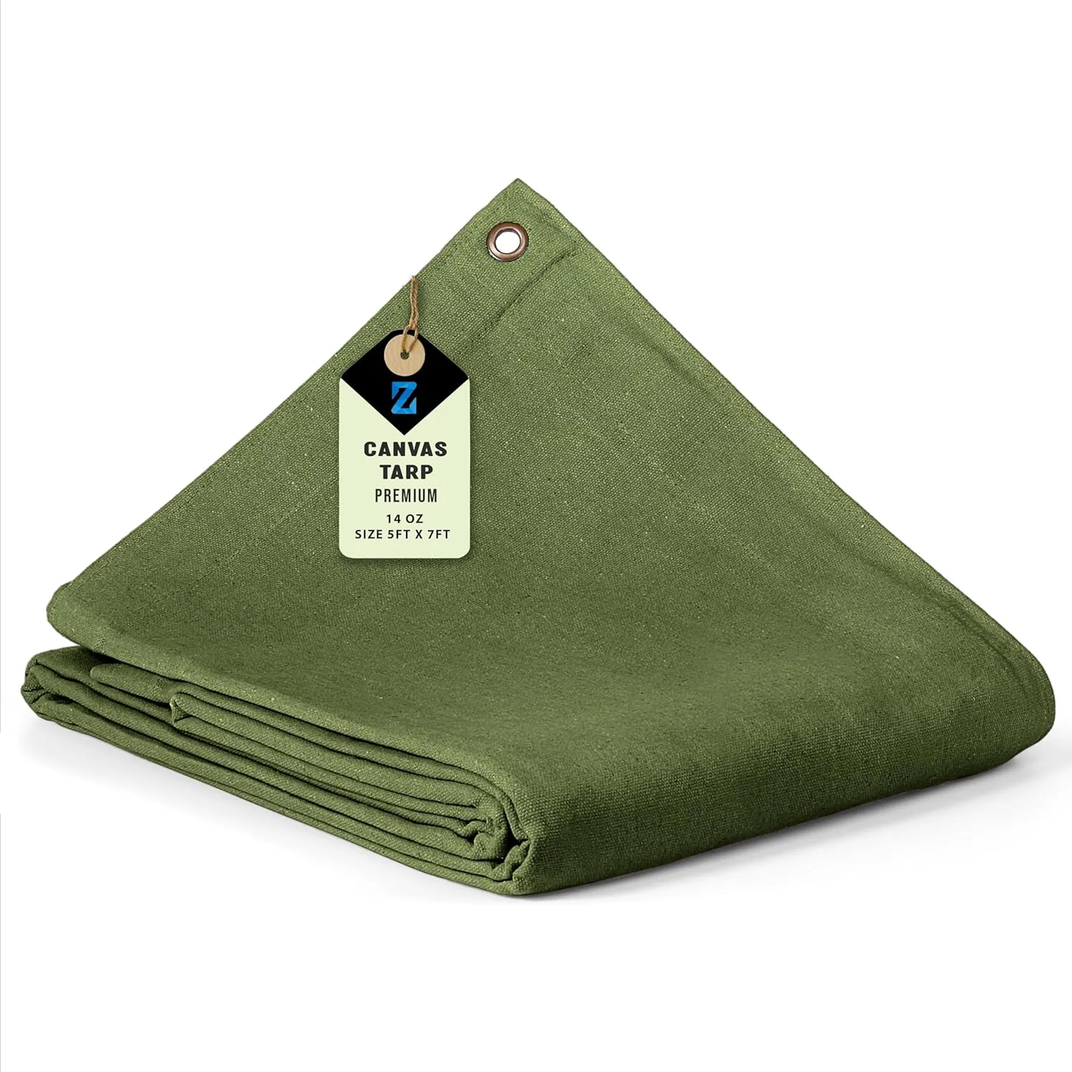 Zuperia Heavy Duty Canvas Tarp (5' x 7' ft - Pack of 1) with Rustproof Grommets, UV Resistant & Tear Resistant Multipurpose Tarpaulin Cover for Outdoor, Industrial & Commercial Use (Olive Green)