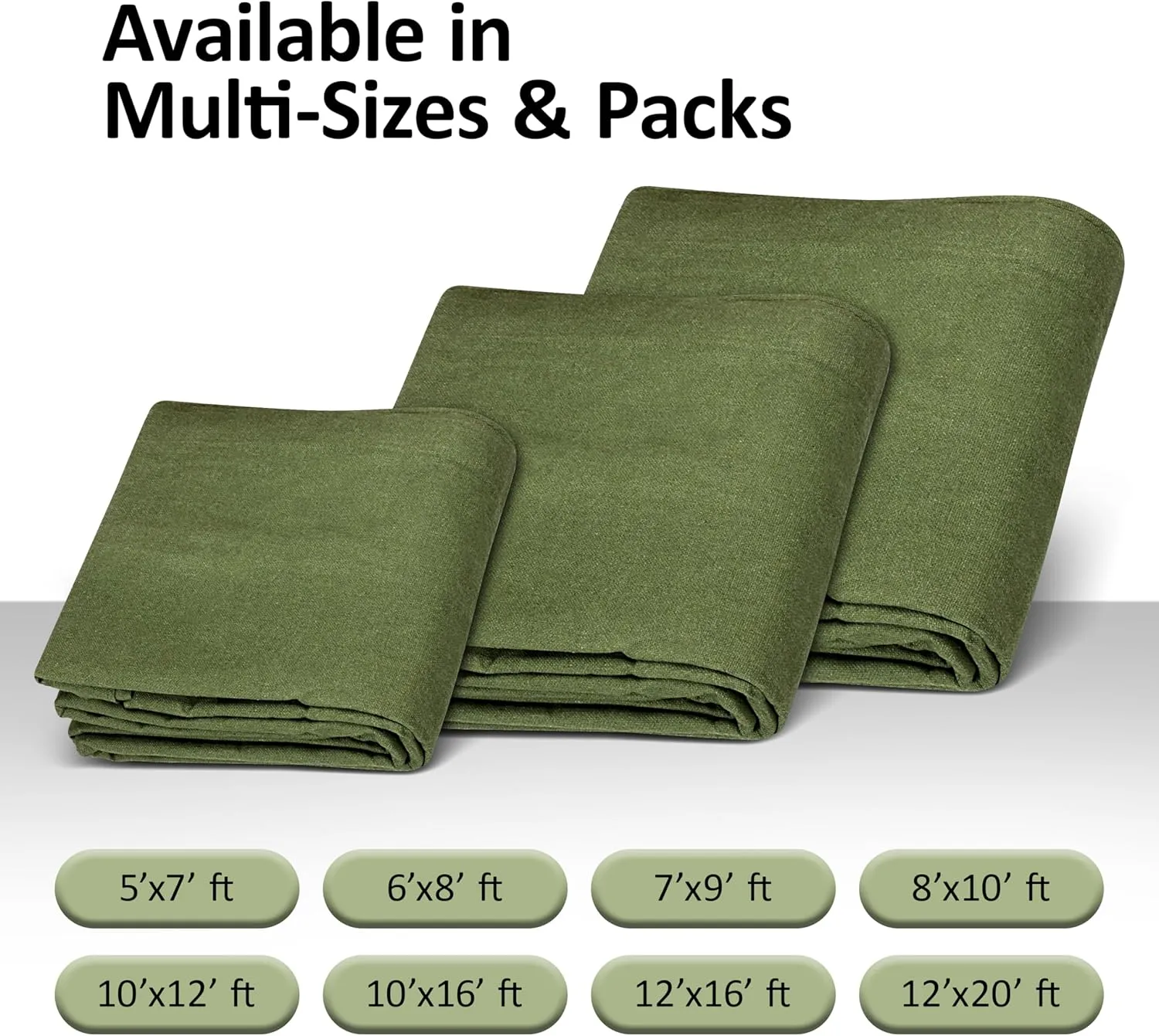 Zuperia Heavy Duty Canvas Tarp (5' x 7' ft - Pack of 1) with Rustproof Grommets, UV Resistant & Tear Resistant Multipurpose Tarpaulin Cover for Outdoor, Industrial & Commercial Use (Olive Green)