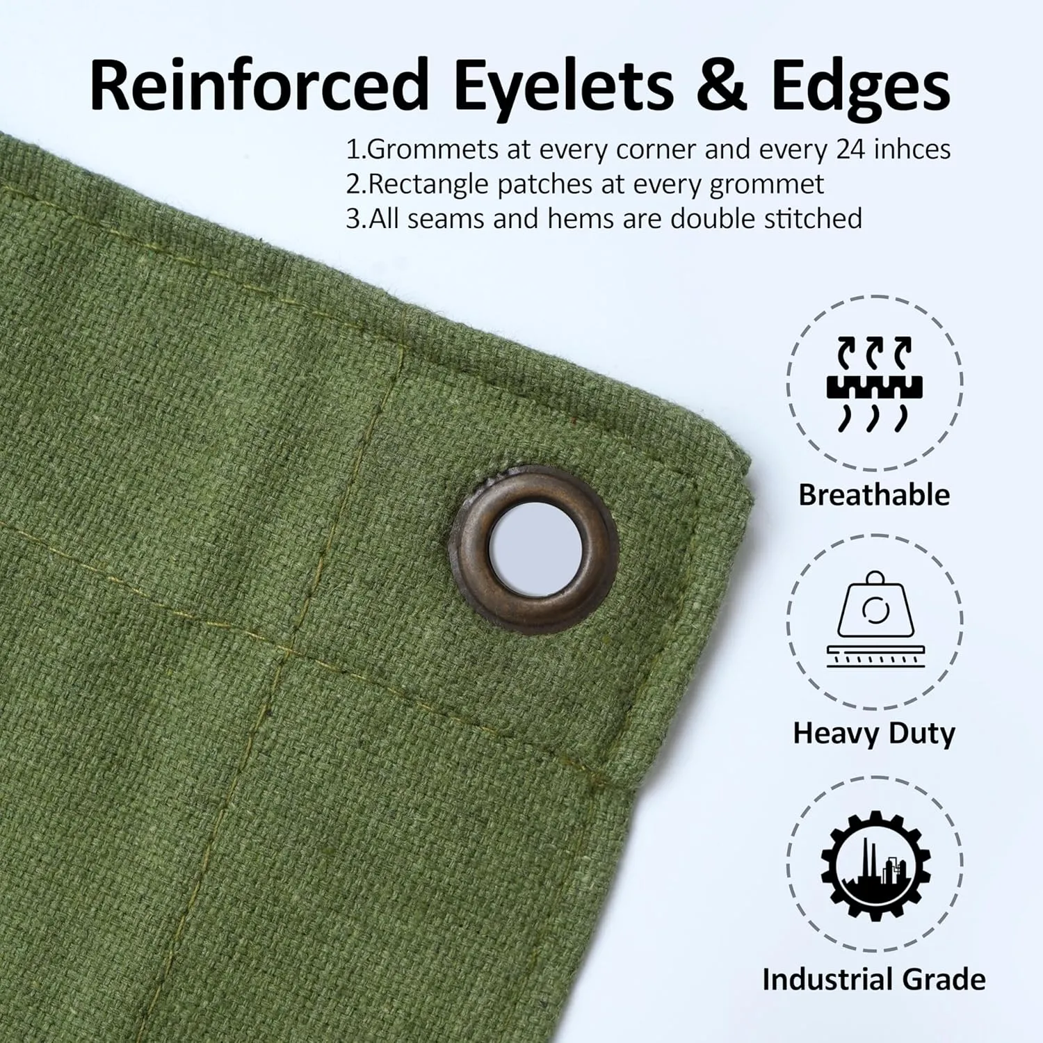 Zuperia Heavy Duty Canvas Tarp (5' x 7' ft - Pack of 1) with Rustproof Grommets, UV Resistant & Tear Resistant Multipurpose Tarpaulin Cover for Outdoor, Industrial & Commercial Use (Olive Green)