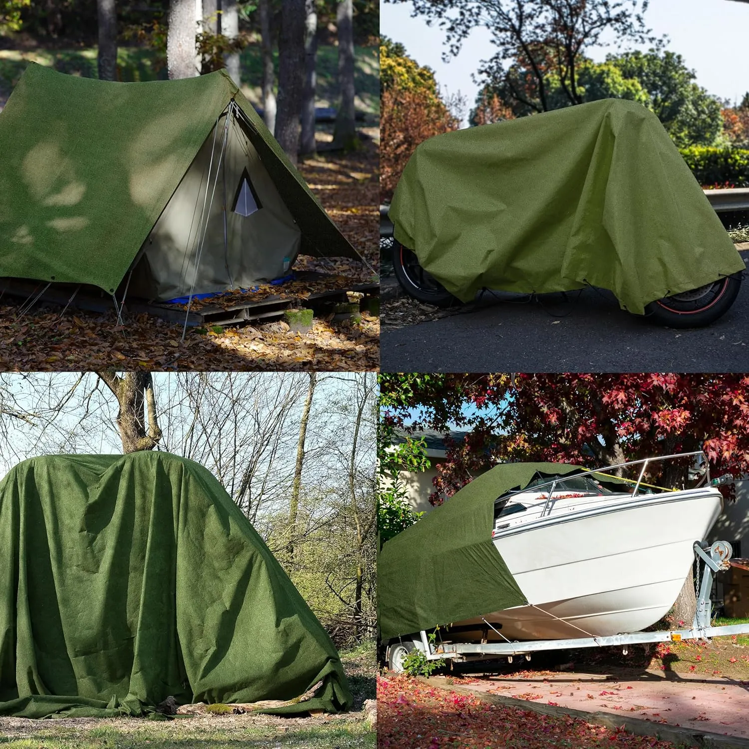 Zuperia Heavy Duty Canvas Tarp (5' x 7' ft - Pack of 1) with Rustproof Grommets, UV Resistant & Tear Resistant Multipurpose Tarpaulin Cover for Outdoor, Industrial & Commercial Use (Olive Green)